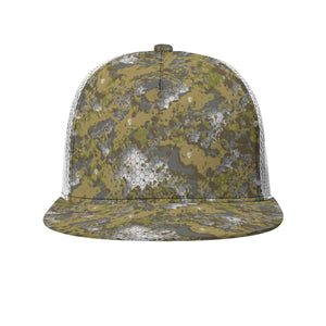 All-Over Print Black Buckle Flat-brimmed Mesh Cap With Box